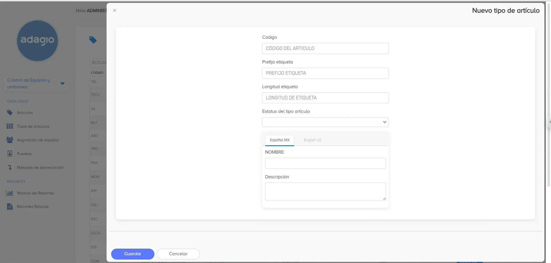 Nuevos tipos de articulos